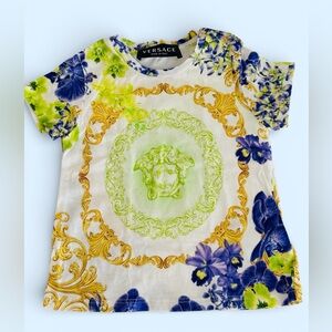 Versace Kids White and Gold Baroque T-Shirt